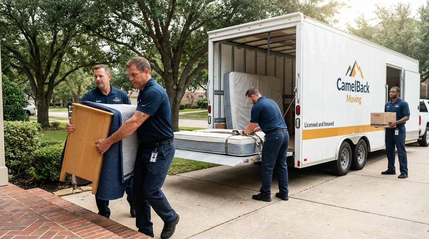 Crew loading residential truck for cross-state move from Herndon, VA