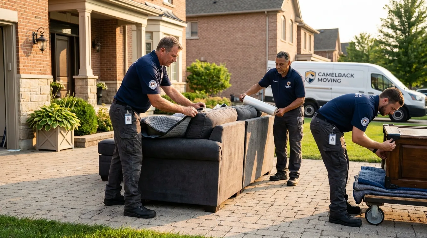Large estate moving crew wrapping furniture in Herndon, VA
